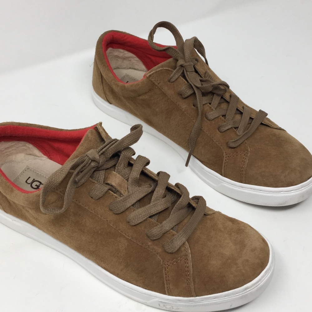 Ugg Karine suede tan leather lace up sneakers